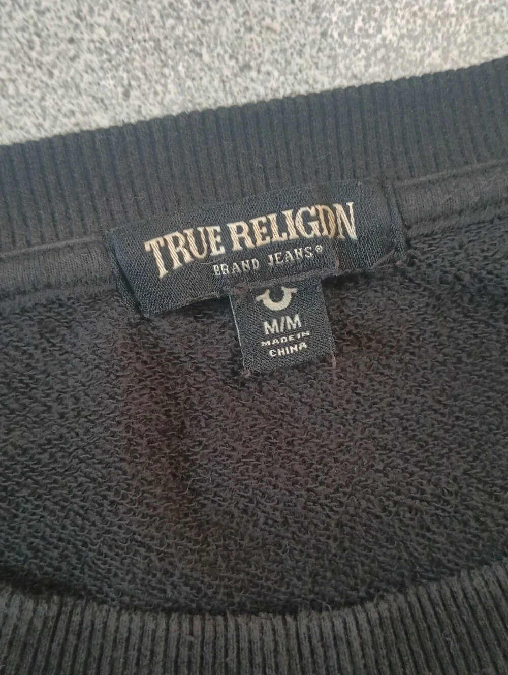 True Religion Relaxed Expose Seam Sweatshirt Black Red Size M